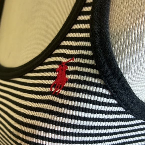 RALPH LAUREN Size Medium Tanktop Dress 100% Pima Cotton Thin Stripe Preppy Chic - Picture 10 of 16